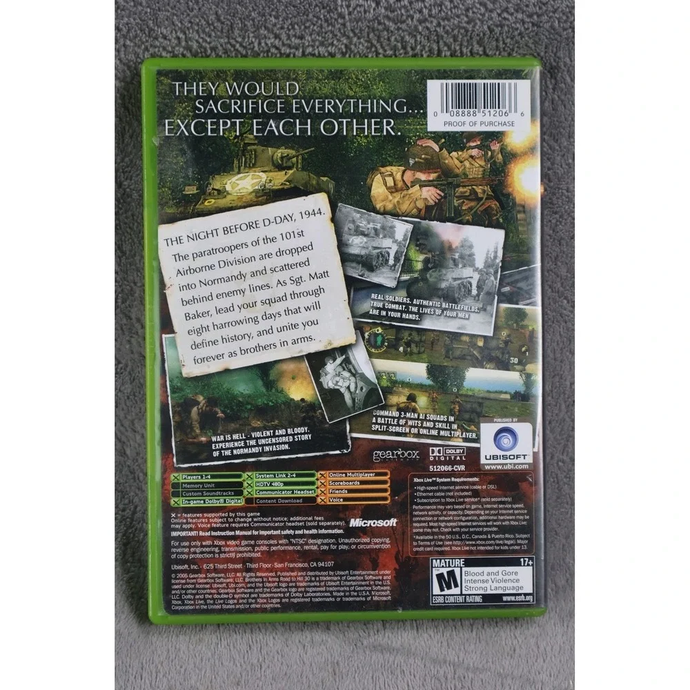 Brothers In Arms Road‎ To Hill 30 Xbox Video Game Ubisoft M NTSC-U/C 2005